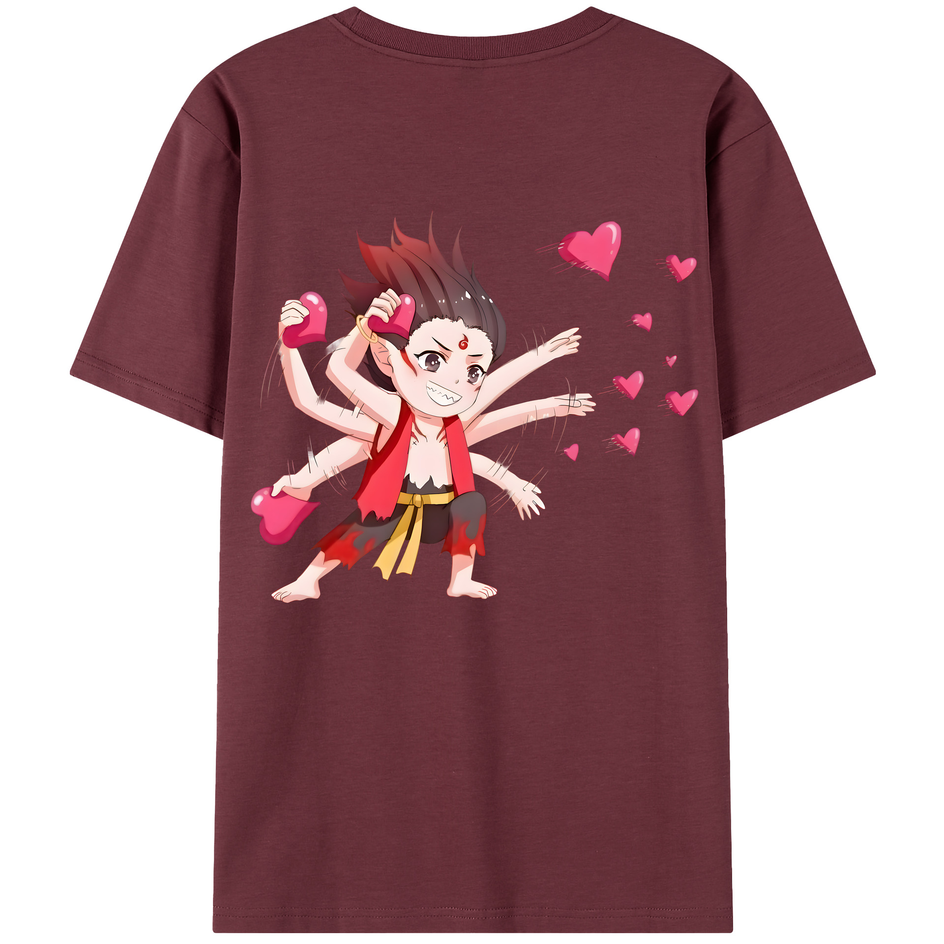 （画像用） Ne Zha 2 ナタ 魔童の大暴れ 綿100％半袖Tシャツ（背面プリント）